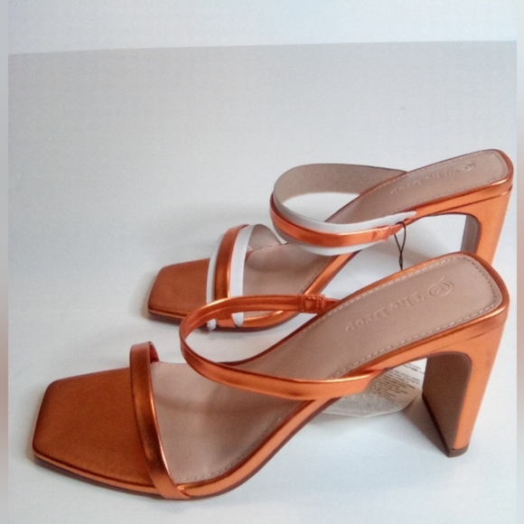 Avery Women's Two Strap High Heel Sandals, Sz.8, MetallicOrange- The Drop - Picture 4 of 16